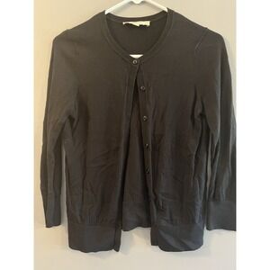 Ann Taylor Black Sweater Cardigan Button Up Long Sleeve Cotton Womens Size XS